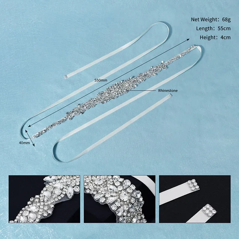 Bridal Wedding Dress Belt Accessories Crystal Handmade Sash