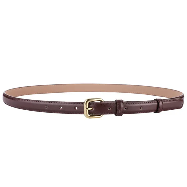 Brown Women's Leather Belts with Gold Buckle 棕色女士金扣皮帶 KCBELT1114