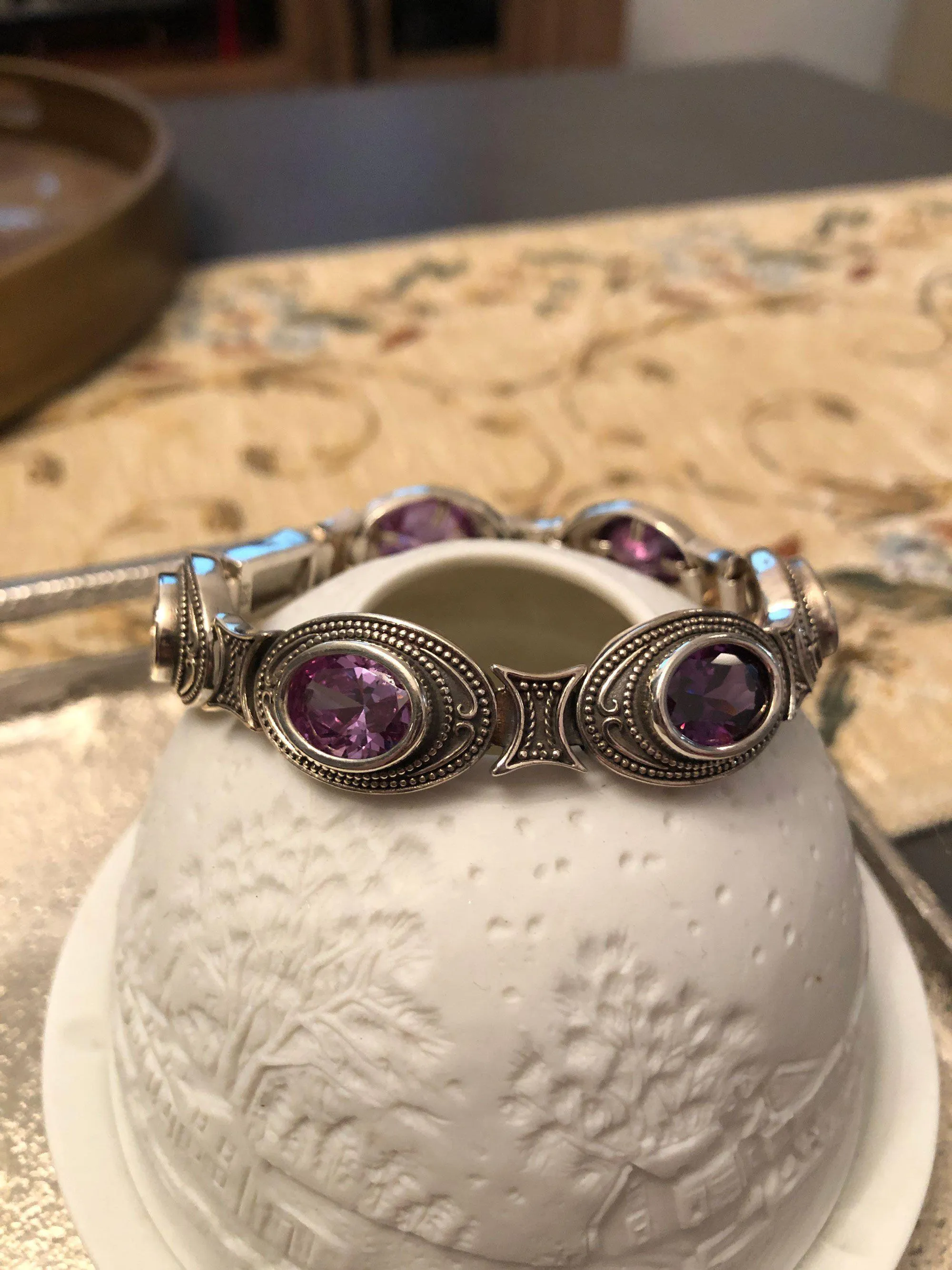 Byzantine Bracelet in Sterling Silver with zircon (B-28)
