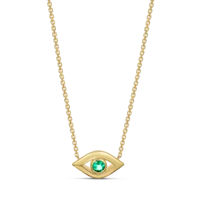 Capri Dreaming® Cora Emerald Evil Eye Necklace | Yellow Gold