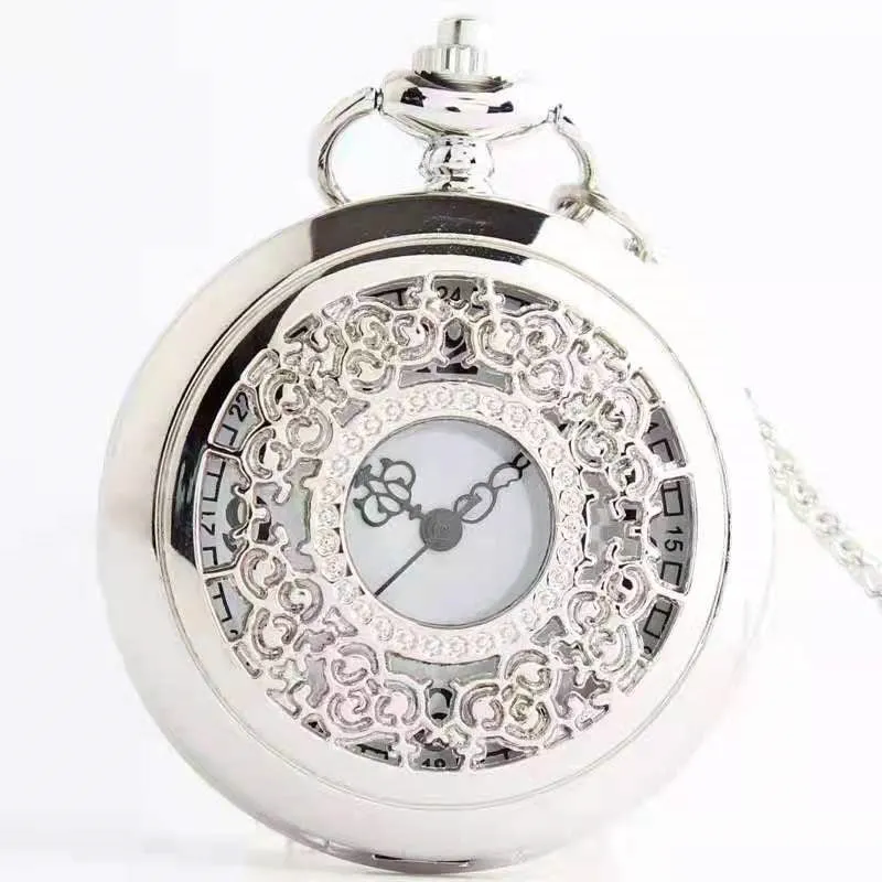 Carved Hollow Retro Watch Men's Fashion Necklace Ornament Quartz Watch Pocket Watch Flip Large Pocket Watch