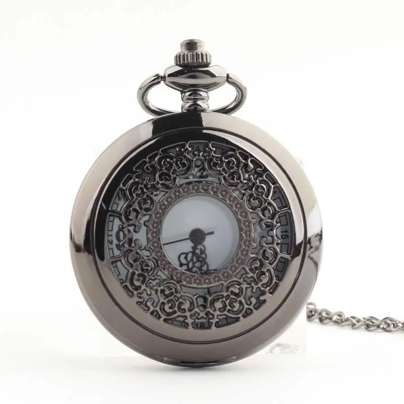 Carved Hollow Retro Watch Men's Fashion Necklace Ornament Quartz Watch Pocket Watch Flip Large Pocket Watch