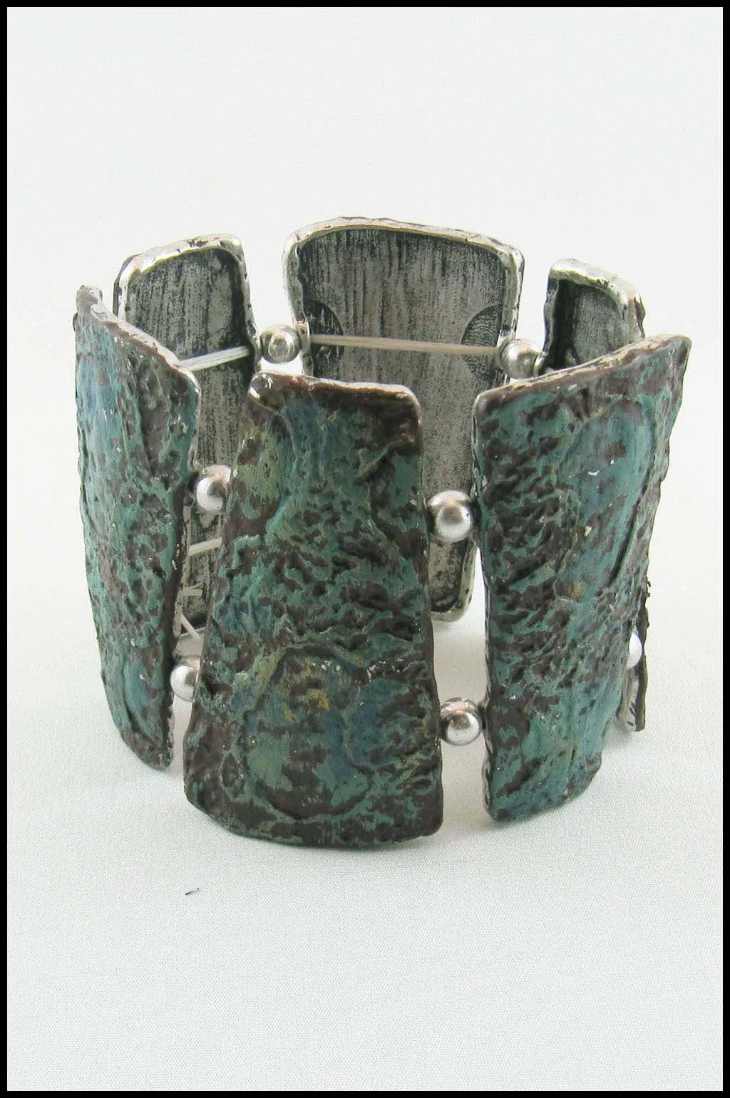 Carved Metal Stretch Cuff Bracelet