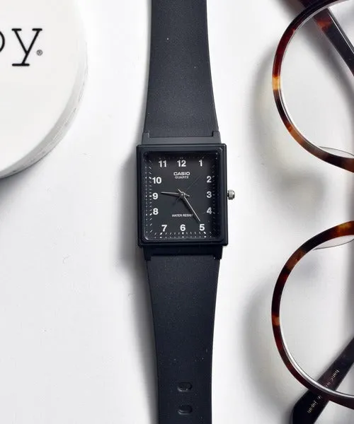 Casio Rectangle Analogue Black Dial Resin Strap Unisex Watch| MQ-27-1BDF