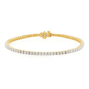 Celebration 9ct Yellow Gold Round Brilliant Cut 3 Carat tw of Lab Grown Diamonds Tennis Bracelet