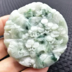 Certified Floral Green Natural A Jade Jadeite Pendant Landscape Painting Necklace