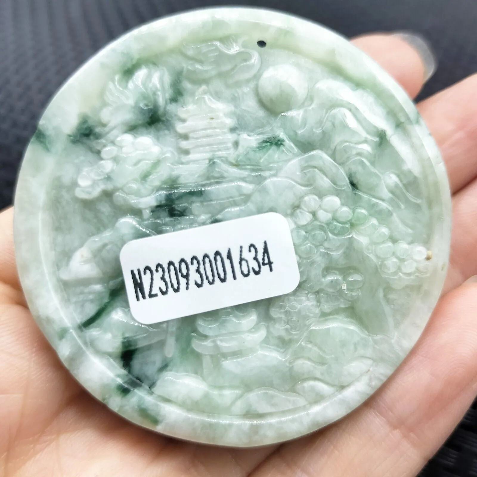 Certified Floral Green Natural A Jade Jadeite Pendant Landscape Painting Necklace