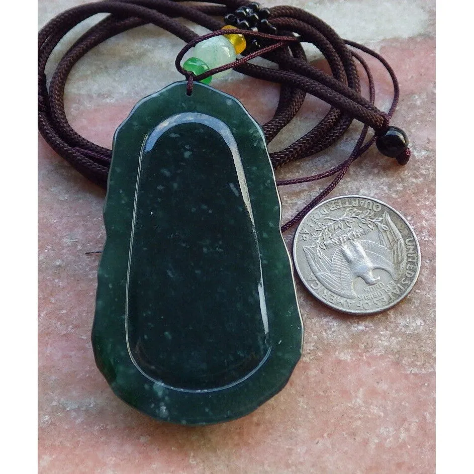 Certified Icy Dark Green Natural A Jade Pendant Guanyin Kwan Yin Necklace