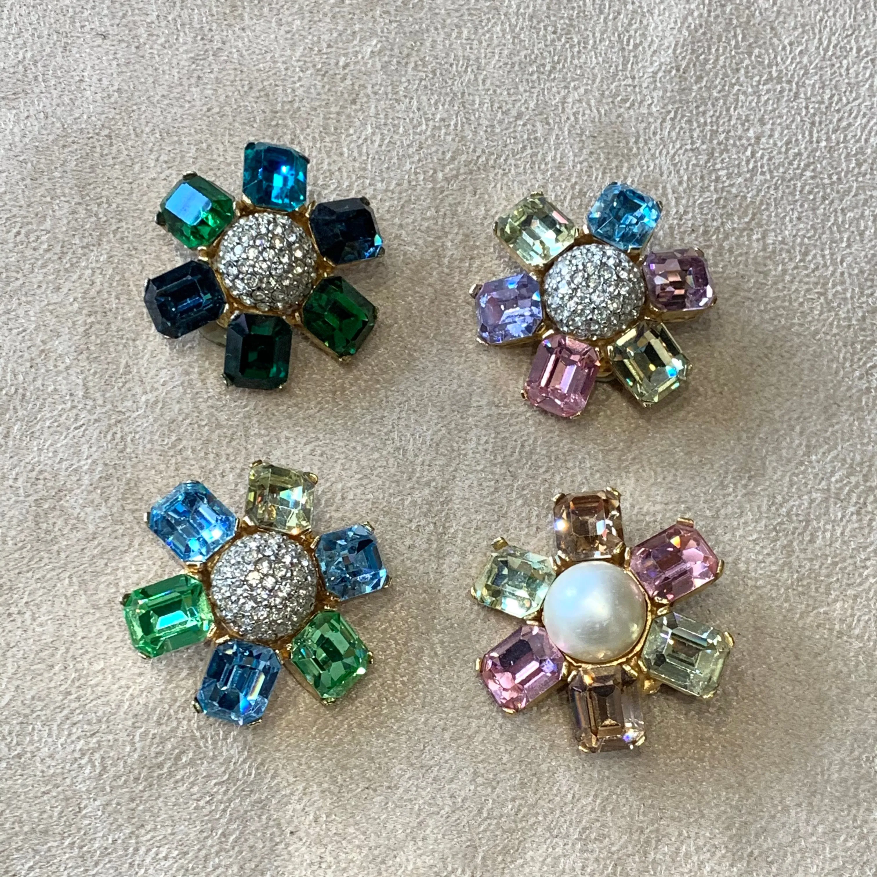 Ciner large pastel clip on earrings