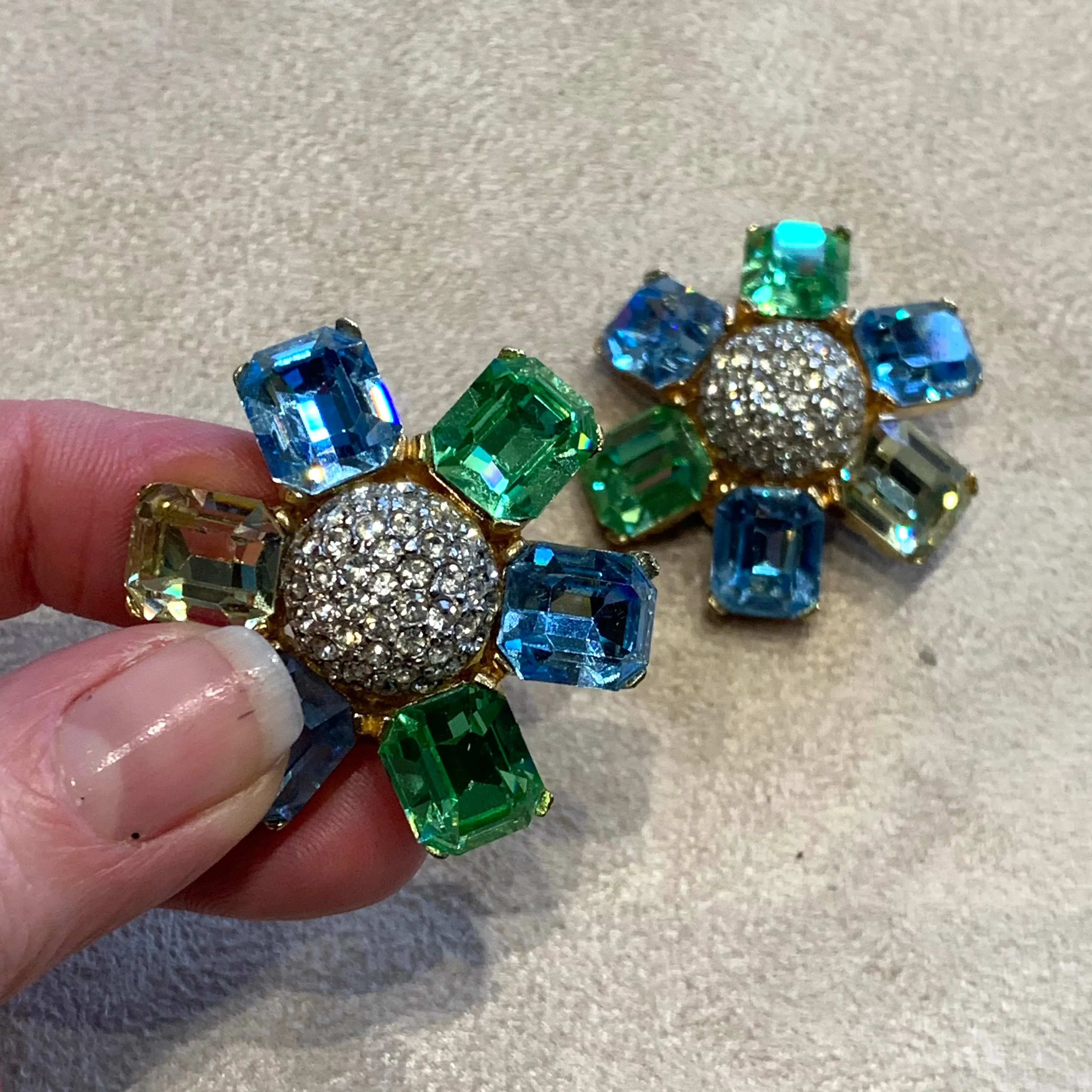 Ciner large pastel clip on earrings