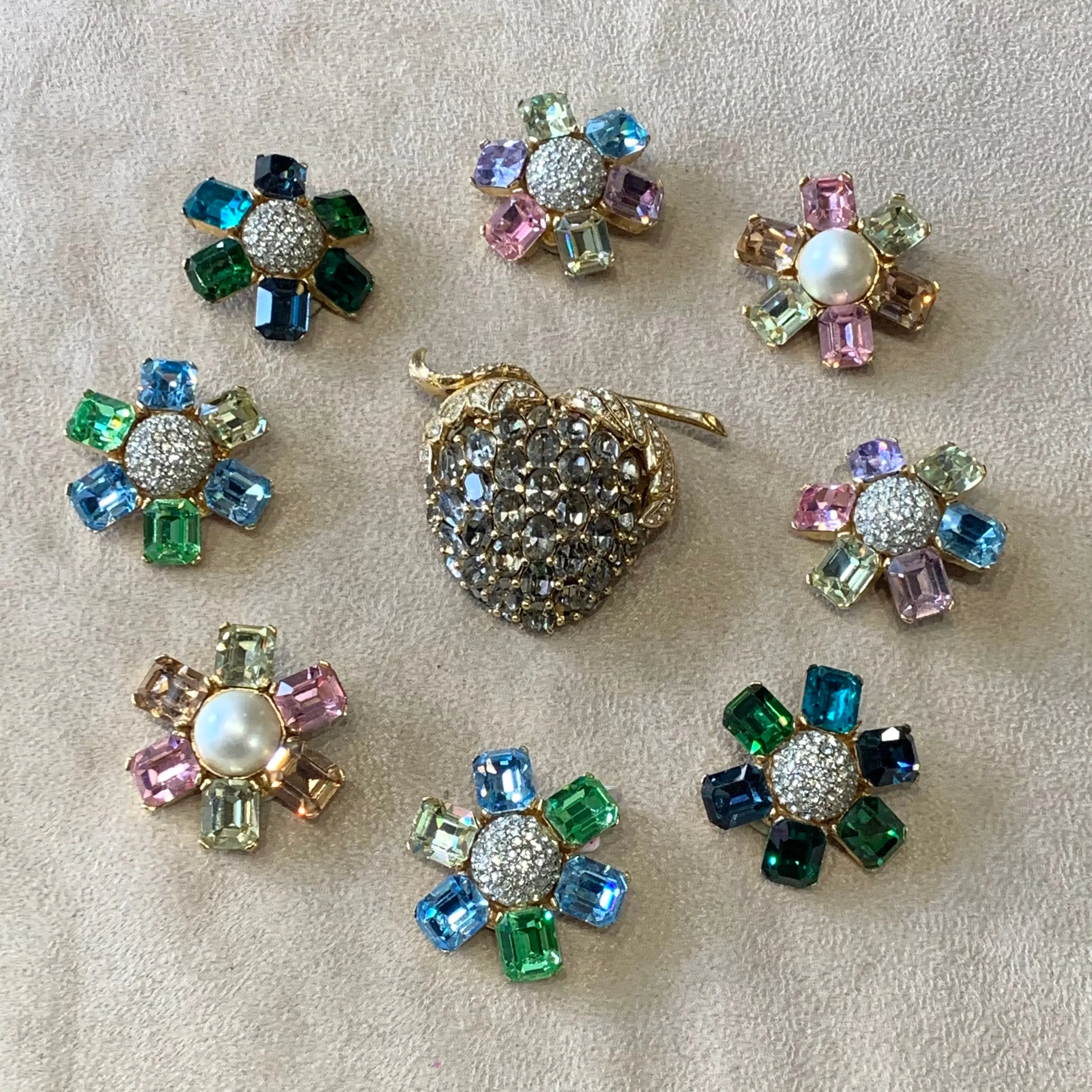 Ciner large pastel clip on earrings