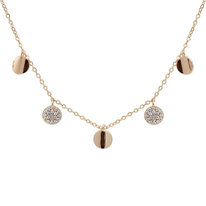 Circle with Zircon Silver Necklace for Women