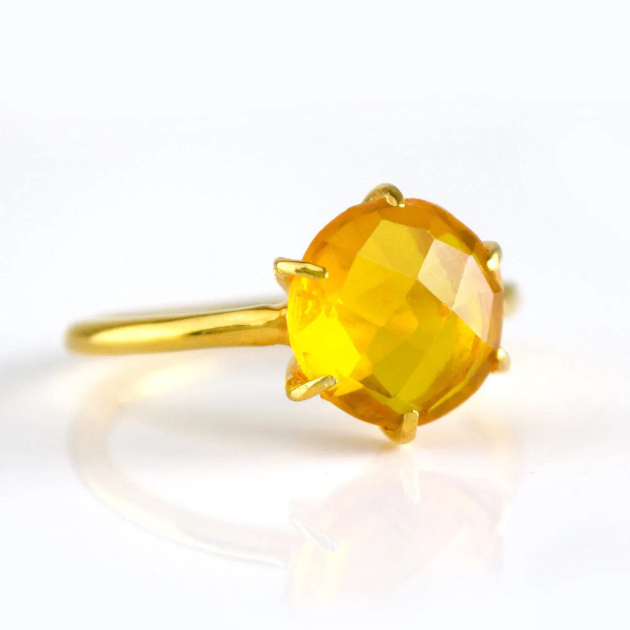 Citrine Round Prong Set Ring : November Birthstone