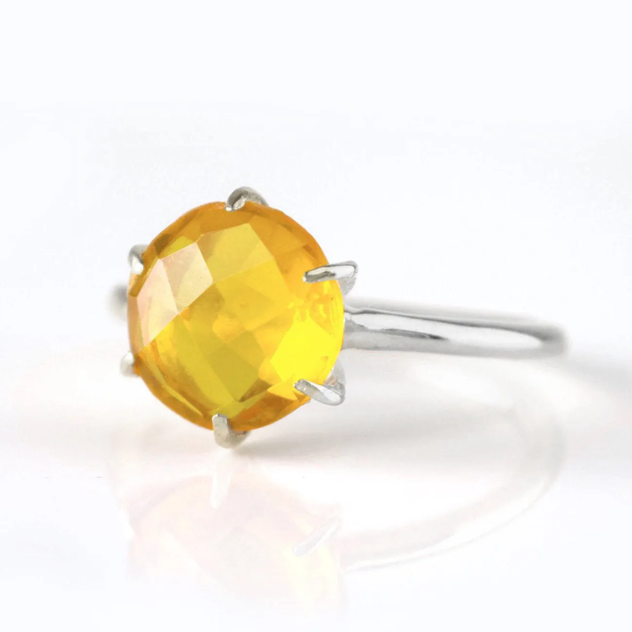 Citrine Round Prong Set Ring : November Birthstone