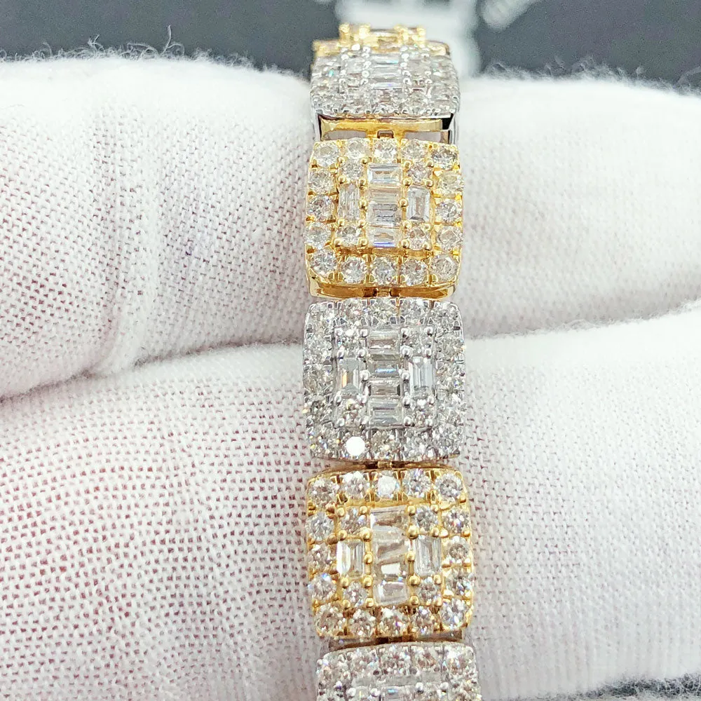 Cluster Link Diamond Bracelet 8.88 Carats 10K Yellow /White Gold