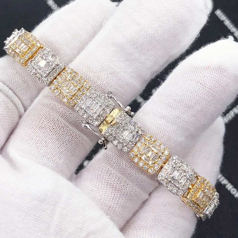 Cluster Link Diamond Bracelet 8.88 Carats 10K Yellow /White Gold
