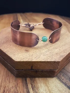 Copper and aventurine cuff bracelet