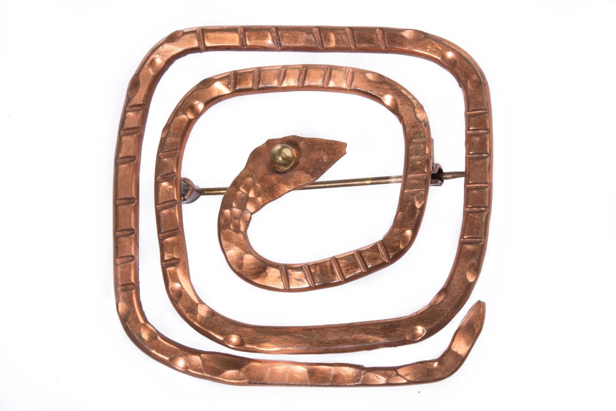 Copper snake brooch