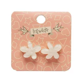 Cream Flower Ripple Glitter Resin Stud Earrings