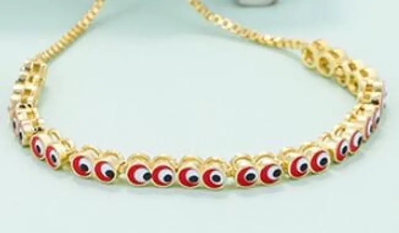 Cross-border New Arrival Colorful Oil Necklace Adjustable Bracelet Female Eyes Rainbow Color Retractable Bracelet Spot One Piece Dropshipping
