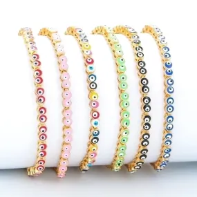 Cross-border New Arrival Colorful Oil Necklace Adjustable Bracelet Female Eyes Rainbow Color Retractable Bracelet Spot One Piece Dropshipping