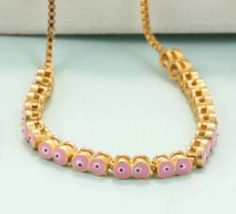 Cross-border New Arrival Colorful Oil Necklace Adjustable Bracelet Female Eyes Rainbow Color Retractable Bracelet Spot One Piece Dropshipping