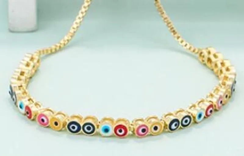 Cross-border New Arrival Colorful Oil Necklace Adjustable Bracelet Female Eyes Rainbow Color Retractable Bracelet Spot One Piece Dropshipping