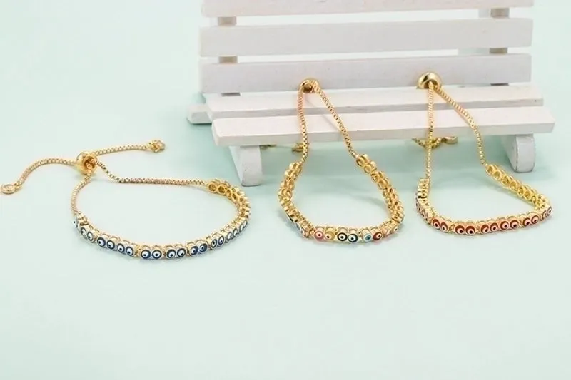 Cross-border New Arrival Colorful Oil Necklace Adjustable Bracelet Female Eyes Rainbow Color Retractable Bracelet Spot One Piece Dropshipping