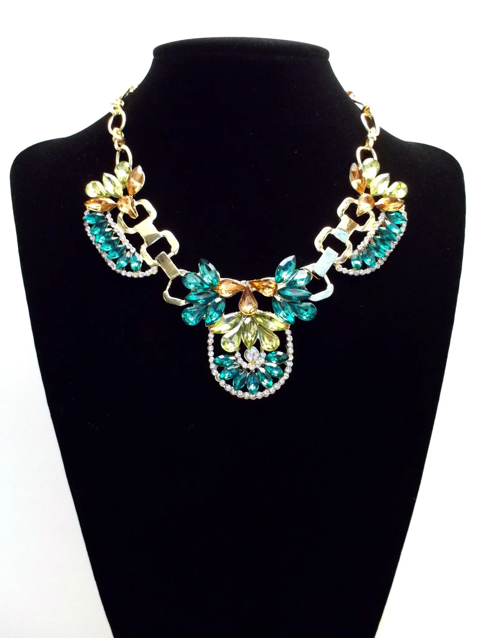 Crystal Icing Statement Necklace- Emerald