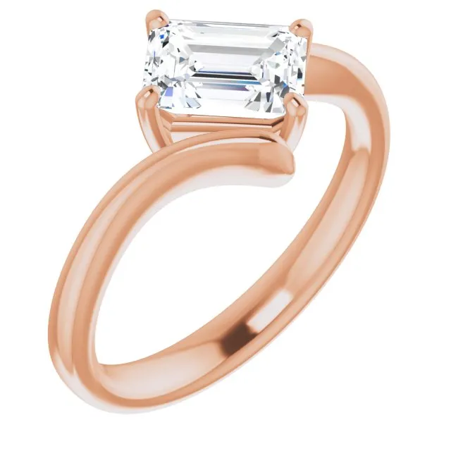 Cubic Zirconia Engagement Ring- The Alva (Customizable Radiant Cut Solitaire with Thin, Bypass-style Band)