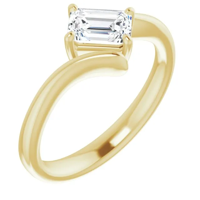 Cubic Zirconia Engagement Ring- The Alva (Customizable Radiant Cut Solitaire with Thin, Bypass-style Band)