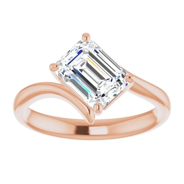 Cubic Zirconia Engagement Ring- The Alva (Customizable Radiant Cut Solitaire with Thin, Bypass-style Band)