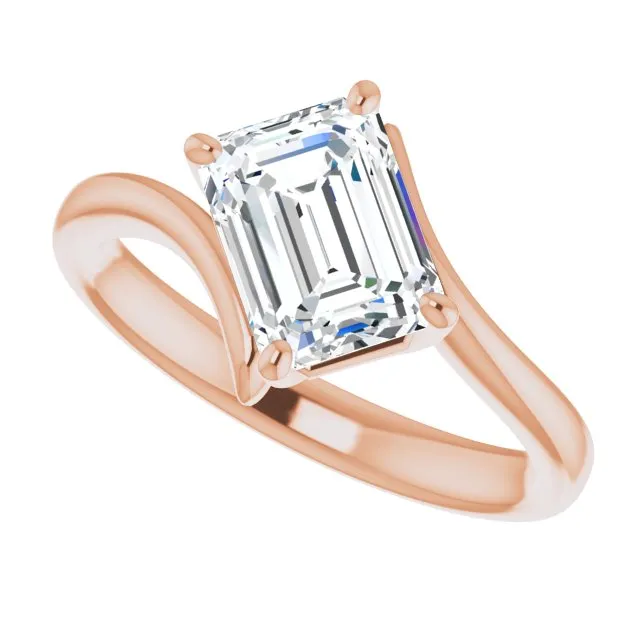 Cubic Zirconia Engagement Ring- The Alva (Customizable Radiant Cut Solitaire with Thin, Bypass-style Band)