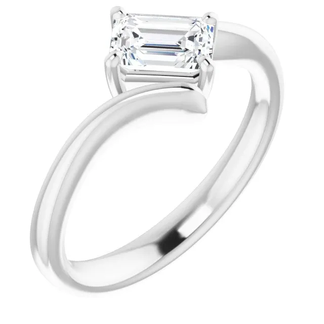 Cubic Zirconia Engagement Ring- The Alva (Customizable Radiant Cut Solitaire with Thin, Bypass-style Band)