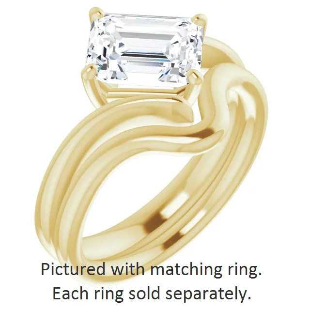 Cubic Zirconia Engagement Ring- The Alva (Customizable Radiant Cut Solitaire with Thin, Bypass-style Band)