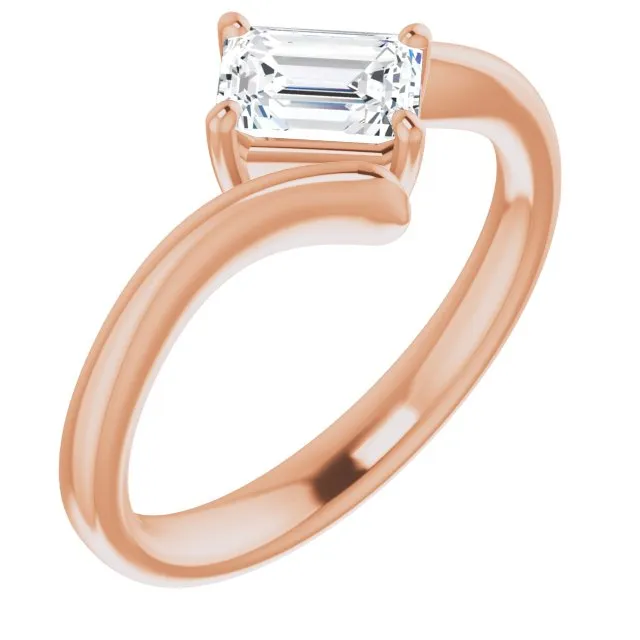 Cubic Zirconia Engagement Ring- The Alva (Customizable Radiant Cut Solitaire with Thin, Bypass-style Band)