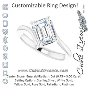 Cubic Zirconia Engagement Ring- The Alva (Customizable Radiant Cut Solitaire with Thin, Bypass-style Band)