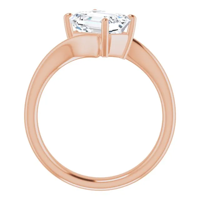 Cubic Zirconia Engagement Ring- The Alva (Customizable Radiant Cut Solitaire with Thin, Bypass-style Band)