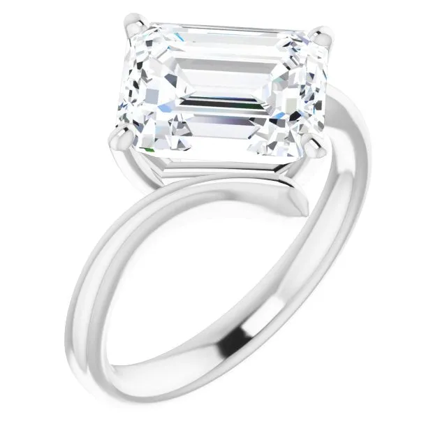 Cubic Zirconia Engagement Ring- The Alva (Customizable Radiant Cut Solitaire with Thin, Bypass-style Band)