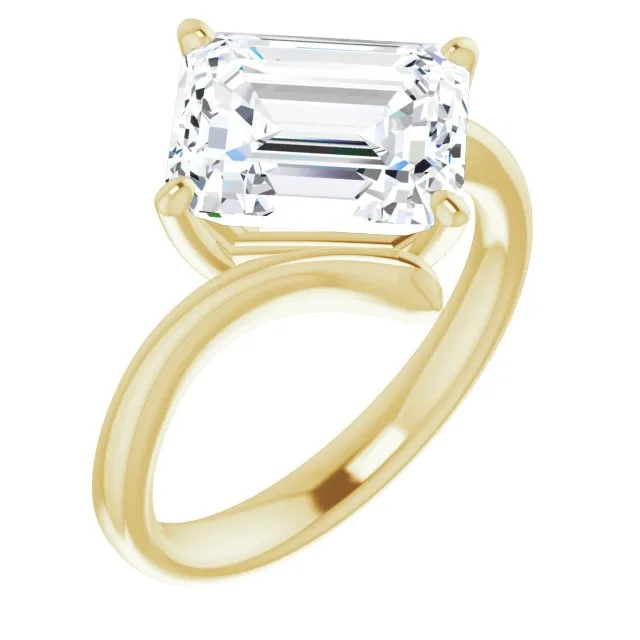 Cubic Zirconia Engagement Ring- The Alva (Customizable Radiant Cut Solitaire with Thin, Bypass-style Band)