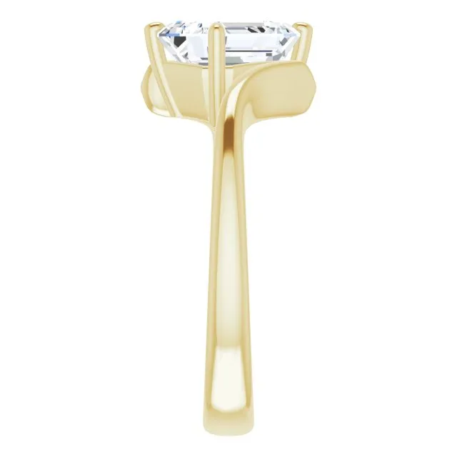 Cubic Zirconia Engagement Ring- The Alva (Customizable Radiant Cut Solitaire with Thin, Bypass-style Band)