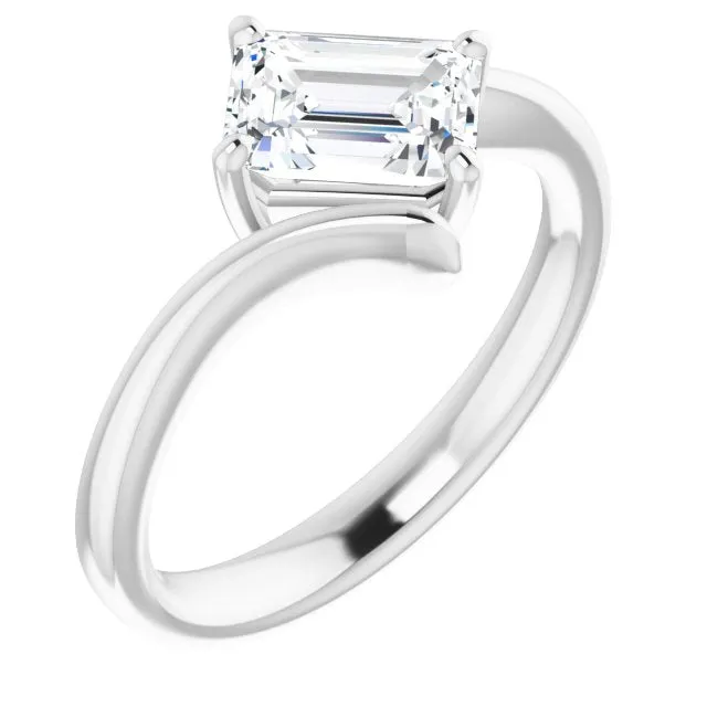 Cubic Zirconia Engagement Ring- The Alva (Customizable Radiant Cut Solitaire with Thin, Bypass-style Band)
