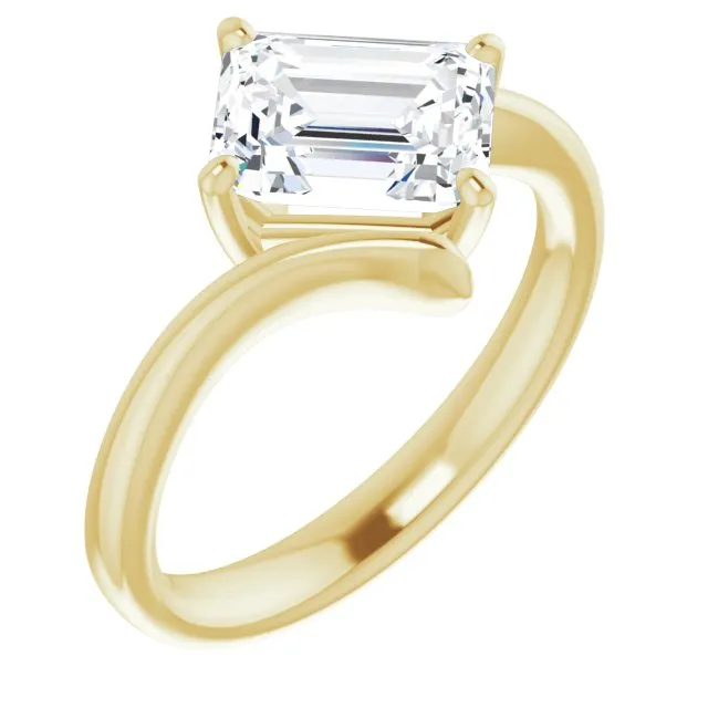 Cubic Zirconia Engagement Ring- The Alva (Customizable Radiant Cut Solitaire with Thin, Bypass-style Band)
