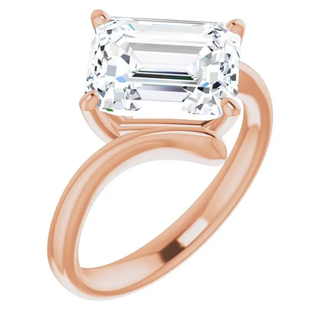 Cubic Zirconia Engagement Ring- The Alva (Customizable Radiant Cut Solitaire with Thin, Bypass-style Band)