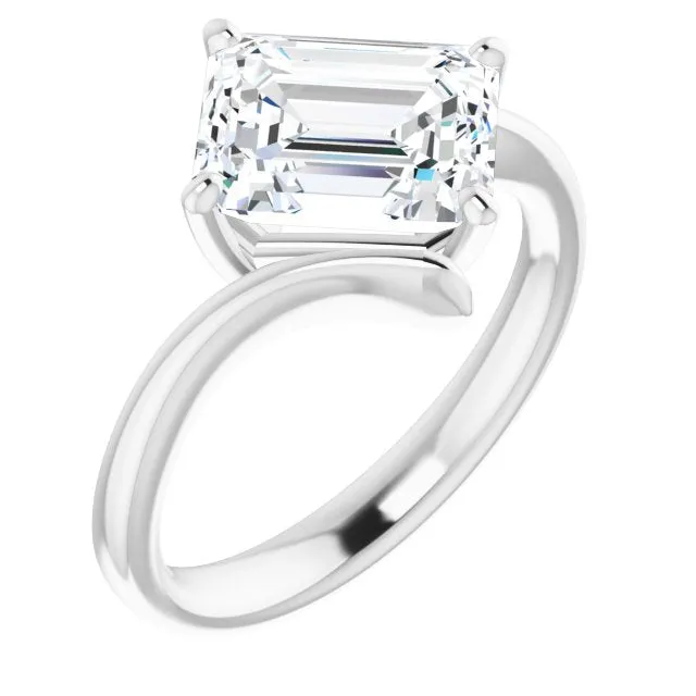 Cubic Zirconia Engagement Ring- The Alva (Customizable Radiant Cut Solitaire with Thin, Bypass-style Band)