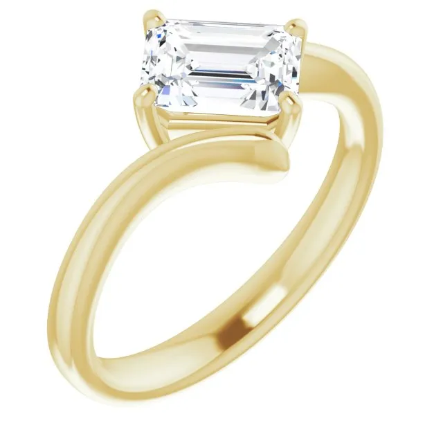 Cubic Zirconia Engagement Ring- The Alva (Customizable Radiant Cut Solitaire with Thin, Bypass-style Band)