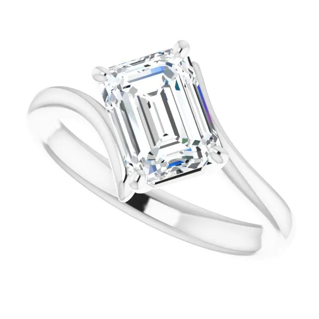 Cubic Zirconia Engagement Ring- The Alva (Customizable Radiant Cut Solitaire with Thin, Bypass-style Band)