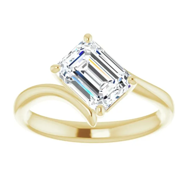 Cubic Zirconia Engagement Ring- The Alva (Customizable Radiant Cut Solitaire with Thin, Bypass-style Band)