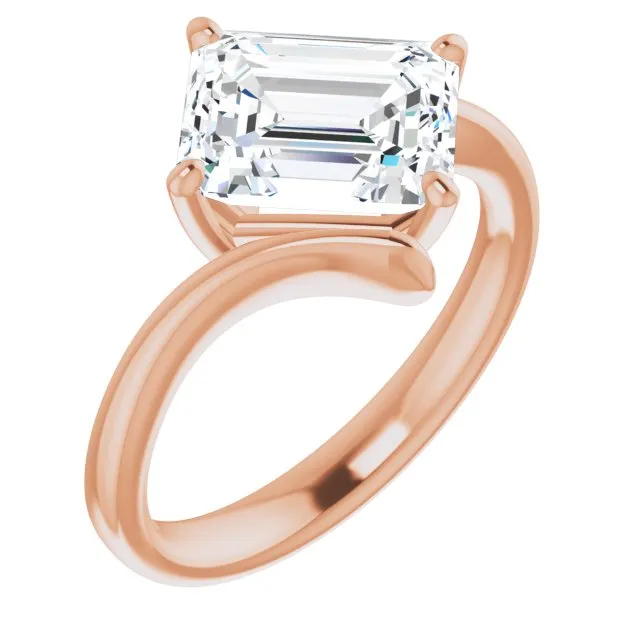 Cubic Zirconia Engagement Ring- The Alva (Customizable Radiant Cut Solitaire with Thin, Bypass-style Band)