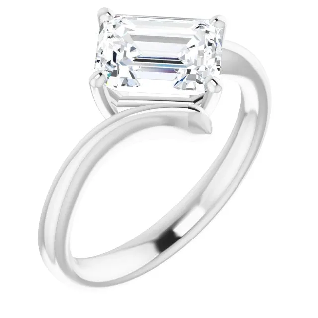 Cubic Zirconia Engagement Ring- The Alva (Customizable Radiant Cut Solitaire with Thin, Bypass-style Band)
